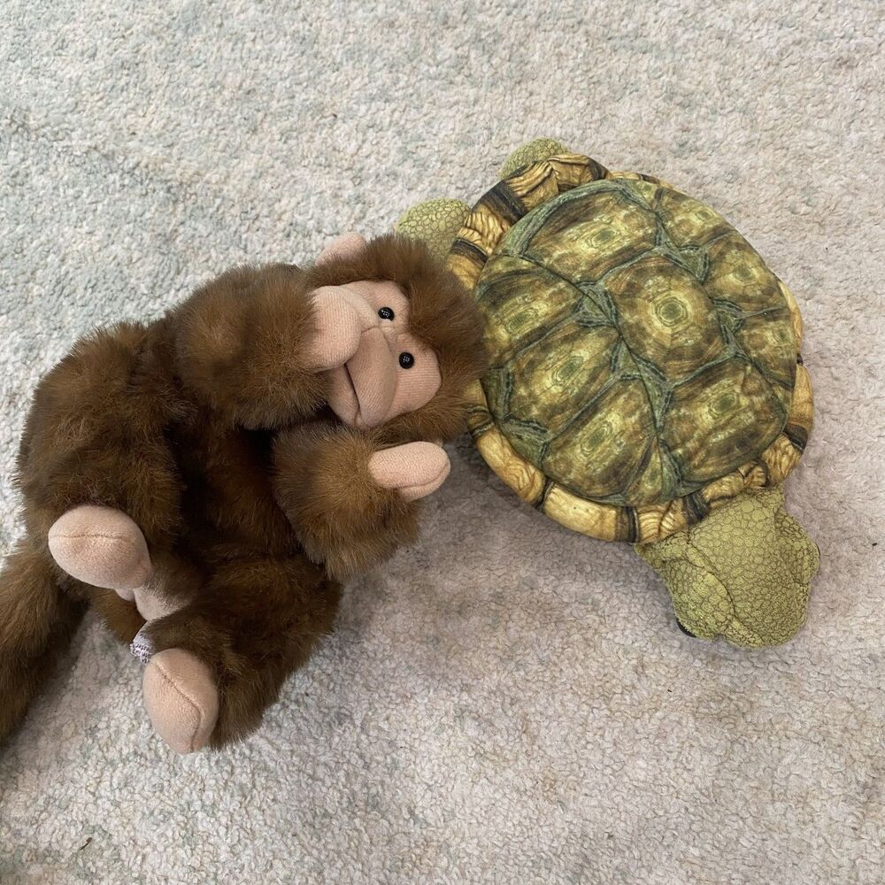 Folkmanis Standing Tortoise Turtle Chimpanzee Hand Puppet Full Body Plush Animal